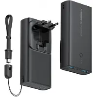 Veger (ACE100) Fast Charging Powerbank Folding EU-Plug - 10.000mAh - Black