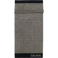 Cawö Saunadoek Natural Allover Block Stripes Natur-Schwarz