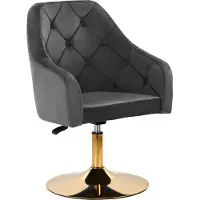 Activshop Draaistoel LUX grijs fluweel - salonstoel - decor - visagie stoel - kapper stoel - fluweel - gouden stoel