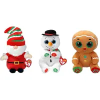 TY Beanie Boo Kerst Knuffel - Bundel - met Gnewman, Weaterby en Nutmeg Gingerbread