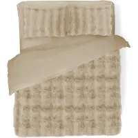 Eleganzzz Dekbedovertrek Bubble Pom Pom Rabbit Fur - sand 240x200/220cm