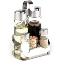 Aps Olie- en Azijnstel - Menage Set - RVS - 13 x 11 cm - Vaatwasserbestendig - Breukvast