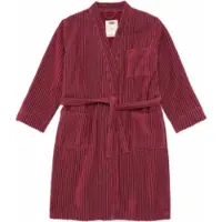 OAS Badjas Botanico Striped Velour Robe Rood Unisex-XXL/XXXL
