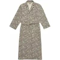 OAS Badjas Ivory Squiggle Long Robe Grijs Unisex-L/XL