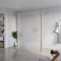 FortiFura Galeria Vrijstaande Inloopdouche - 140x200cm - Glas mat - antikalk - 8mm veiligheidsglas - 2 zijwanden 30cm - wandsteunen en hoekprofielen - Geborsteld Messing PVD (Goud) SW927770