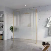 FortiFura Galeria Vrijstaande Inloopdouche - 160x200cm - Helder geribbeld - antikalk - 8mm veiligheidsglas - 2 zijwanden 40cm - wandsteunen en hoekprofielen - Geborsteld Messing PVD (Goud) SW927770