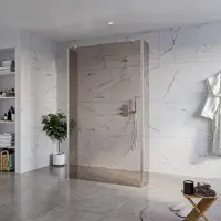 FortiFura Galeria Vrijstaande Inloopdouche - 120x200cm - Rookglas - antikalk - 8mm veiligheidsglas - 2 zijwanden 40cm - wandsteunen en hoekprofielen - Geborsteld RVS PVD (RVS) SW927769