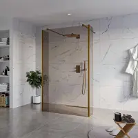 FortiFura Galeria Vrijstaande Inloopdouche - 120x200cm - Rookglas - antikalk - 8mm veiligheidsglas - 2 zijwanden 40cm - wandsteunen en hoekprofielen - Geborsteld koper PVD (Koper) SW927772