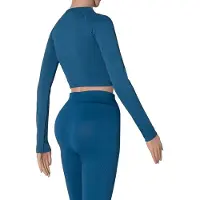 Xtreme - Sport crop top dames - Lange mouwen - Blauw - L - 1-Stuk - Sport top dames long sleeve
