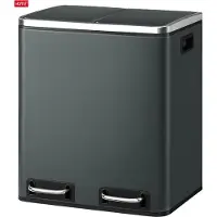 Songmics Afvalemmer Voor De Keuken, 30l, Afvalscheiding, Afvalemmer Van Metaal, Pedaalemmer Met Binnenemmers En Handgrepen, Afvalscheidingssysteem, 2 X 15