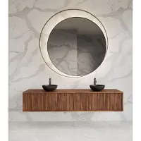 Gliss Design Heronimus badmeubel met ribbelfront 180cm met 2 lades walnut