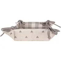 Clayre & Eef Broodmand 35x35x8 cm Beige Grijs Katoen Hartjes