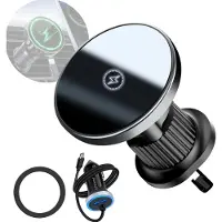 Phreeze Telefoonhouders Auto Magnetisch - Draadloos Opladen 15W - Geschikt voor MagSafe - Ventilatierooster - 360 Graden Draaibaar - Verstelbaar - Universeel - Zwart