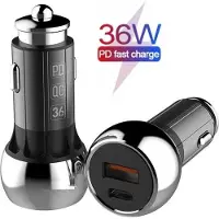 Phreeze Usb Lader Auto 36w 2 Poorten - Usb-C & usb-A - 12V/24V - Snellader - Usb Adapter Auto - Autolader usb C - Usb stekker