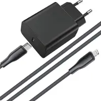 Phreeze 45w Oplader usb C + Kabel geschikt iPhone X / 11 / 12 / 13 / 14 - Lightning naar usb-C kabel - Oplader geschikt voor iPhone - 45w Power Adapter - 2 Meter