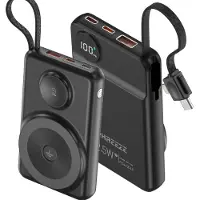 Phreeze 4-in-1 PowerBank met Draadloos Opladen en Ingebouwde Kabels - 20W Snellader - Geschikt voor Apple Watch, iPhone 15 en MagSafe - Draadloze Powerbank