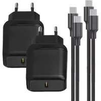Phreeze 2x 25w usb C Snellader 1 Meter - Usb C naar usb C - Snellader geschikt voor Samsung Super Fast Charging - Zwart