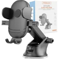 Phreeze Telefoonhouder Auto - Easy-One-Touch Klem - 360 Graden Draaibaar - Sterke Grip - Met Drukknop - Voor Dashboard, Voorruit en Raam - Universeel - Zwart