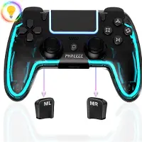 Phreeze Draadloze RGB Controllers geschikt voor PS4 controller - Shock V3 - Macro Knoppen - LED Verlichting - Geschikt voor Playstation 4 Controller - Transparant
