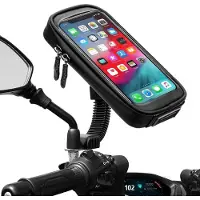 Phreeze Telefoonhouder Motor - Spiegelmontage - Trillingsvrij - Waterdicht - Schokdemper - Universeel - Zwart