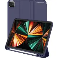 Phreeze Hoes geschikt voor iPad Pro 11 inch 2024 (7e generatie) - Hoes geschikt voor iPad Pro met Pencil Vak - Draaibare Tri Fold Hoesje geschikt voor iPad Pro 7 11-inch met M4 Chip Case - Donker Blauw