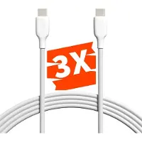 Phreeze 3x USB C naar USB C Kabel - 3 Meter - Type-C - 65W Opladerkabel - 480 MBps Datakabel - Voor S24,S23,S22,S21,S20,Flip,Fold en Tablet A7,A8,A9,S7,S8,S9