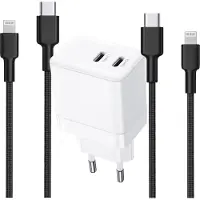 Phreeze Oplader geschikt voor iPhone 12 13 14 Pro Pro Max en iPad Air 2017 2018 2019 2020 - 2x Lightning naar usb-C Kabel 2M - Snellader