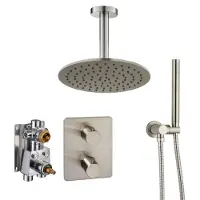 Ben Lavion 250 inbouw regendoucheset met plafondaansluiting Ø25cm RVS-look