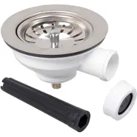 Kirchhoff Kunststof korfventiel, 1 1/2" ET, RVS ventielbeker & zeef Ø114 mm, met 1" overloopaansluiting - 98835340