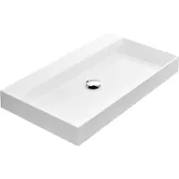 Thebalux Ben Modena wastafel mineraalmarmer 80x40x9 cm 1 kraangat glans wit