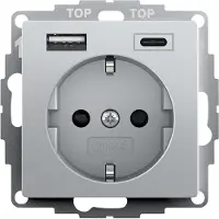 Gira Systeem 55 Dubbele Usb Wandcontactdoos Aluminium - 245926
