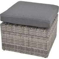 Lesli Living Hocker Valencia Smoke Grijs Aluminium Wicker Voetenbank Buiten
