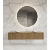 Gliss Design Heronimus badmeubel met ribbelfront 200cm met 2 lades castle brown