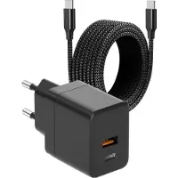 Phreeze Snellader met usb-C Oplader 3 Meter voor S24/S23/S22/S21/S20/S10/A51/A53- Quick Charge / Super Fast Charge 35w - Gecertificeerde usb Adapter met usb-C Kabel