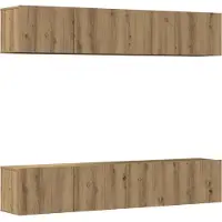 vidaXL Tv-wandkasten 4 st bewerkt hout artisanaal eikenkleurig