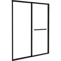 Vente-unique Matzwart schuifbadscherm met handdoekenhouder - 120 x 140 cm - WAIMEA