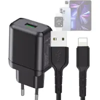 Phreeze Oplader geschikt voor iPhone 14/13/12/11/X - Lightning - 1 Meter - Zwart