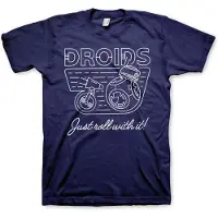 Hybris Star Wars Heren Tshirt -S- Droids - Just Roll With It Blauw
