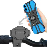 Phreeze GSM Houder Fiets - Siliconen Straps - Met Kliksysteem - Schokbestendig - 360 Graden Draaibaar - Voor Fiets, Motor en Kinderwagen - Universeel - Zwart