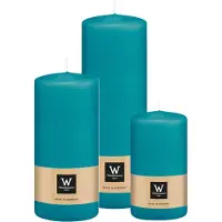 Wiedemann Cilinderkaarsen/stompkaarsen - set van 3 - turquoise - 6x12/7x15/7x20 cm