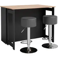 Vicco Dominic Bartafelset – 116 x 37 cm met 2 barkrukken Eik goud/antraciet