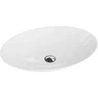 Lavita Opzetwastafel CLEO Ovaal Keramische Wastafel voor Badkamer en Gastentoilet - 500x360x85 mm - Wit Hoogglans - Wasbak met dunne rand - Keramik Waskom opbouw zonder kraangat en zonder overloop