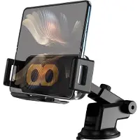 Phreeze Telefoonhouder Auto Draadloos - 15W Snelladen - Geschikt voor Vouwtelefoon - Dubbele Laadspoel - Infrarood Sensor - Automatische Draaifunctie - Dashboard en Ventilatierooster - Universeel - Zwart