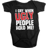 Hybris Romper Baby -6 maanden- I Cry When Ugly People Hold Me Zwart
