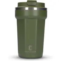 Castagnola Thermosbeker - Koffiebeker To Go - Travel Mug voor Koffie en Thee - Theebeker - 380 ML - RVS - Groen - Octagon
