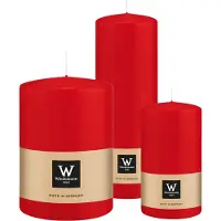 Wiedemann Cilinderkaarsen/stompkaarsen - set van 3 - rood - 7x13/10x15/7x20 cm