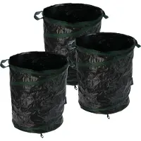 Pro Garden Progarden Tuinafvalzak - 3x - opvouwbaar - rond - antraciet - 85 liter - bladeren opruimen