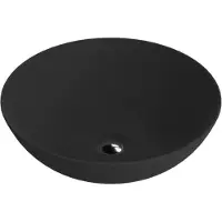 Domino ROSA 400x400x135 - Ronde opzetwastafel - Zwart mat - Keramische waskom zonder kraangat - Dunne rand loft