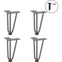vidaXL Haarnadelpoten voor Salontafel 4 st 20 cm massief staal naturel