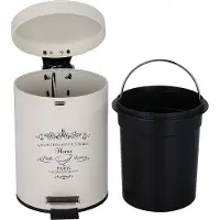 Testrut 126794 Cosmetica-emmer Parijs, vuilnisemmer van metaal als badkameruitrusting, afvalemmer met 3 liter inhoud, pedaalemmer voor de badkamer, ca. Ø 17 x 24,5 cm, oud wit